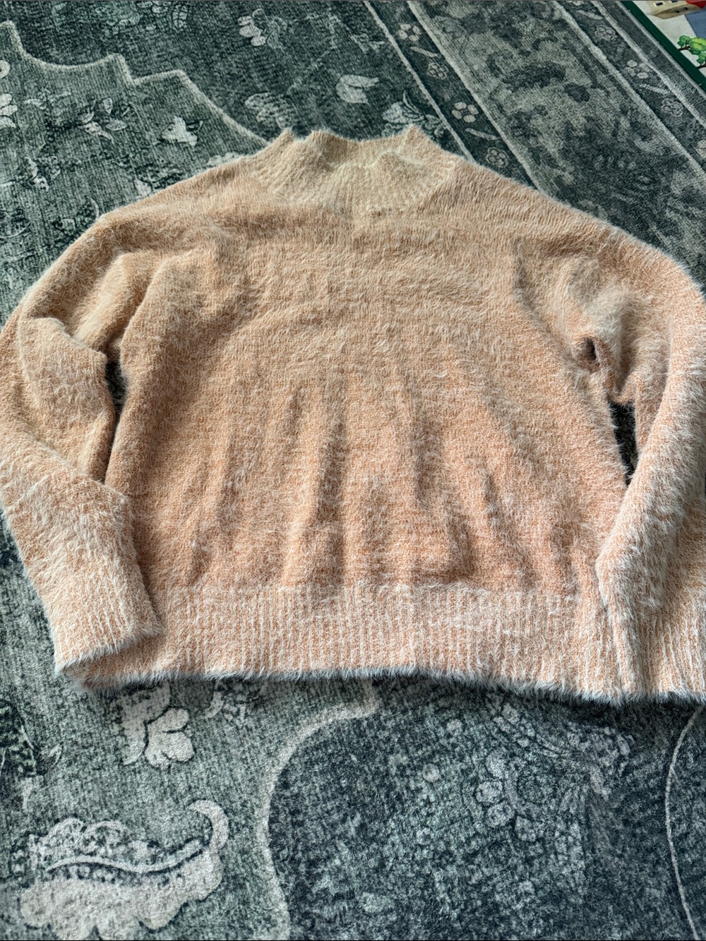 Falls Creek Women's Fuzzy Turtleneck Sweater in Blush Peach